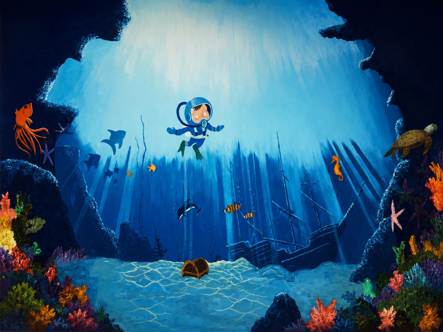 Child Diver in Under Water Scene