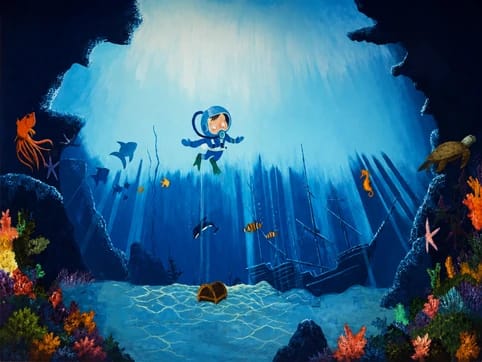 Child Diver in Under Water Scene
